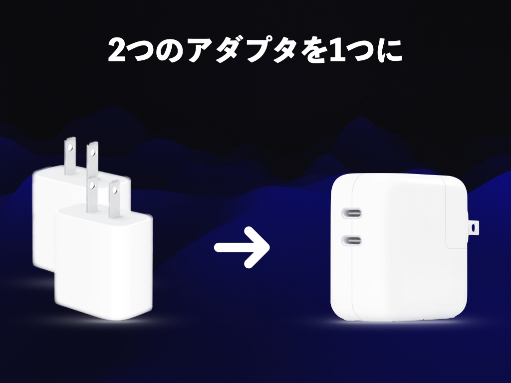 使うアダプタの合計数を減らすことができる